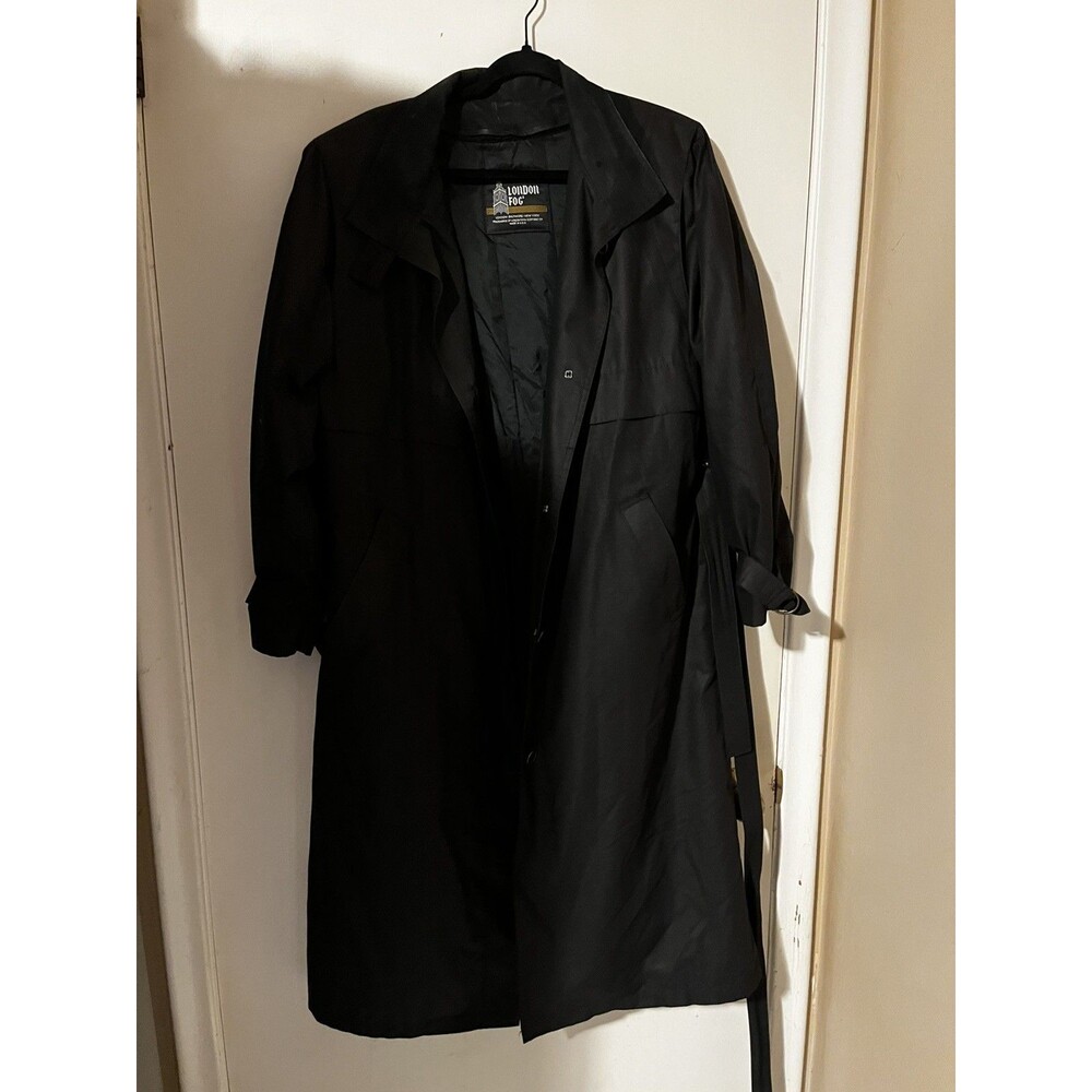 Vintage London Fog by Wamsutta Black Trench Coat with Belt